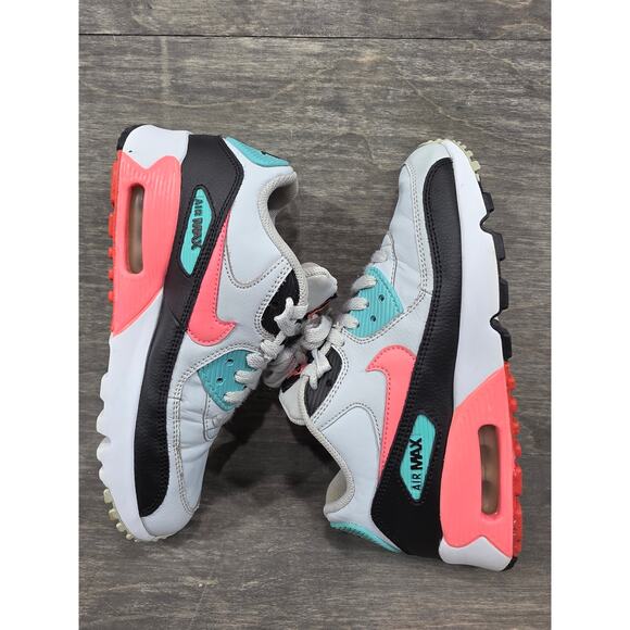 Nike Air Max 90 Leather GS 'Pure Platinum Lava Glow' Sneakers Size 4.5Y Kids - Picture 5 of 9